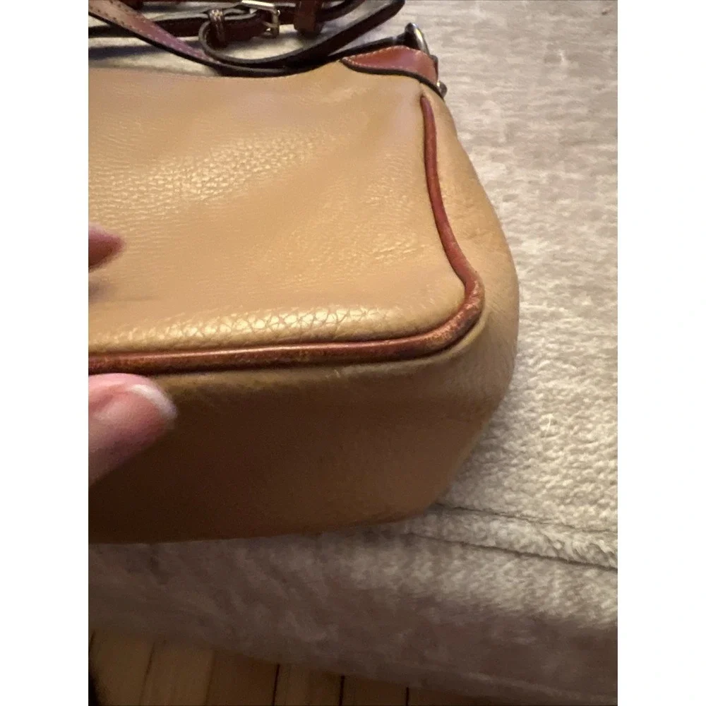 Dooney & Bourke Pebble Grain Kimberly Crossbody Bag Tan & Brown Trim